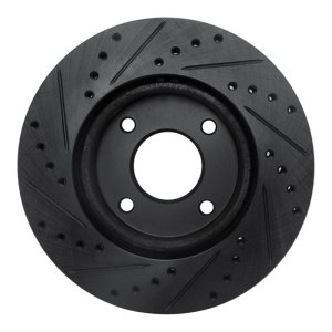 Nissan Cube Brake Rotor (1) - Front Right - R1 Concepts - Drilled & Slotted - Black - `07-`14